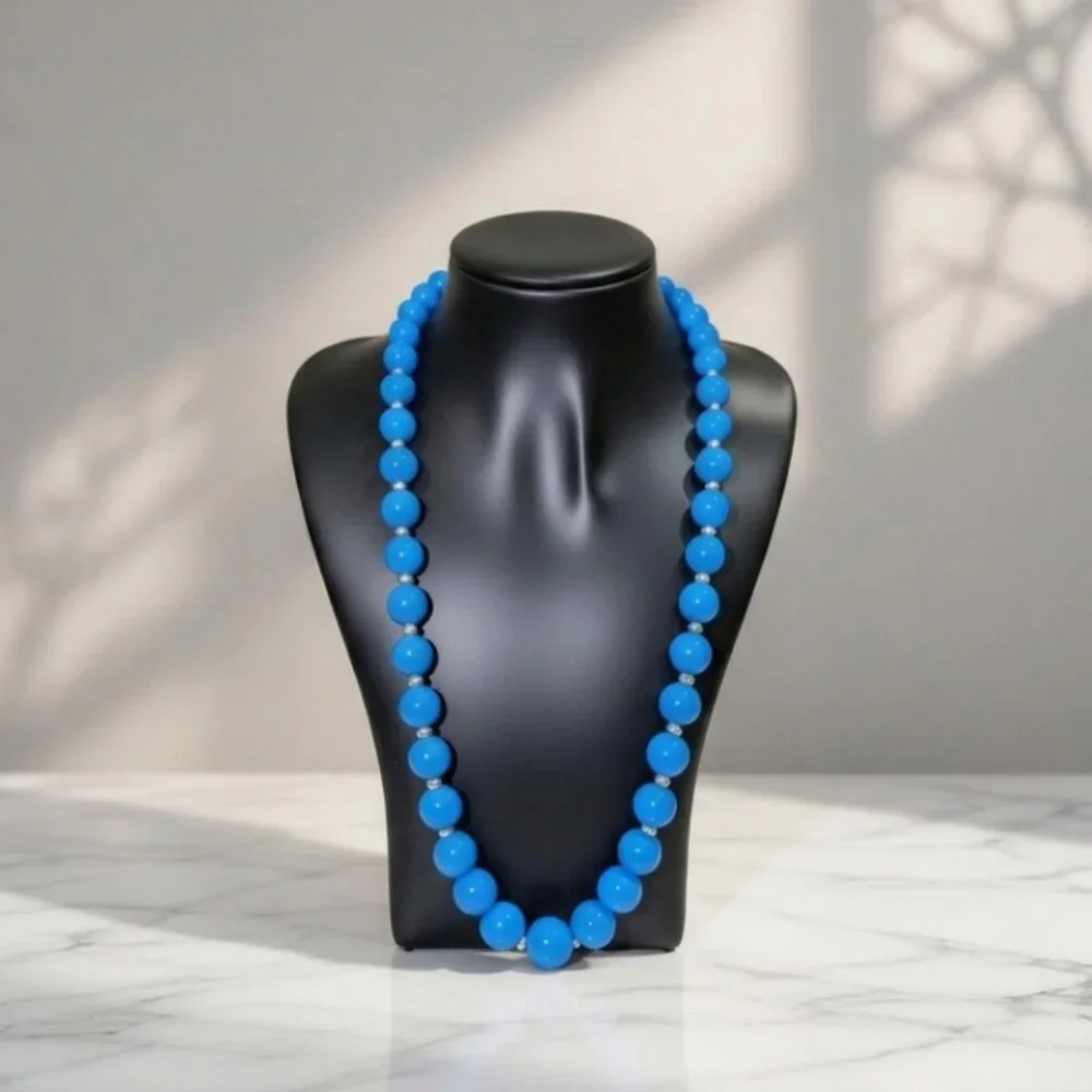 Vintage Cobalt Blue Graduated Bead Necklace - Picture 1 of 3